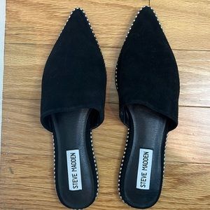 NWT! Studded Black Suede Steve Madden Slides Mules Size 6.5
